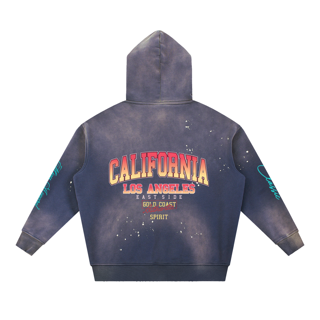 Vintage Washed Frayed Fleece Hoodie