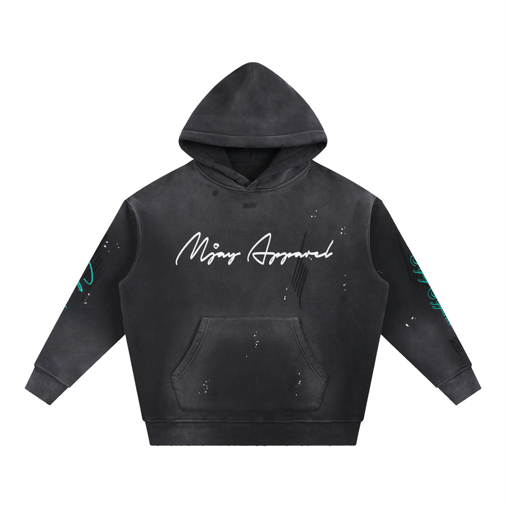Vintage Washed Frayed Fleece Hoodie