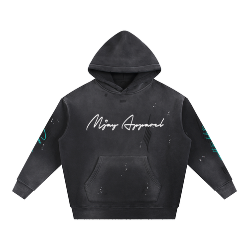 Vintage Washed Frayed Fleece Hoodie