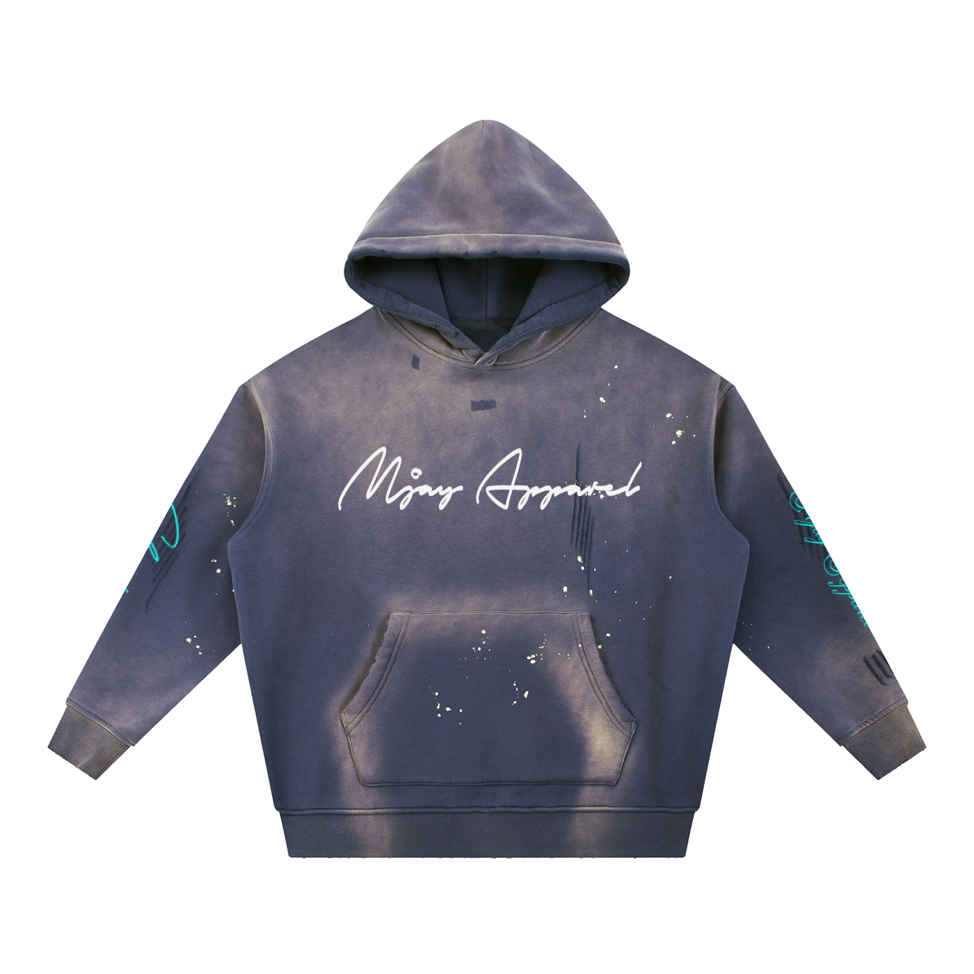 Vintage Washed Frayed Fleece Hoodie