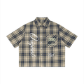 Unisex Plaid Boxy Short Sleeve Shirt