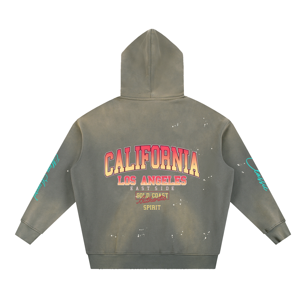 Vintage Washed Frayed Fleece Hoodie