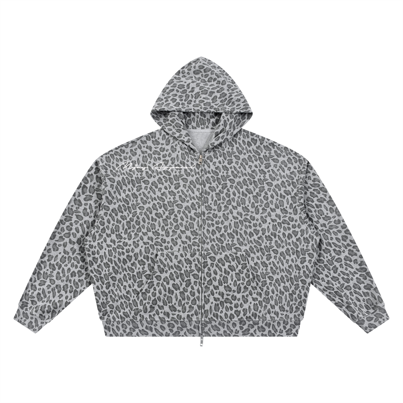 "WNF" Unisex Leopard Print Full Zip Hoodie