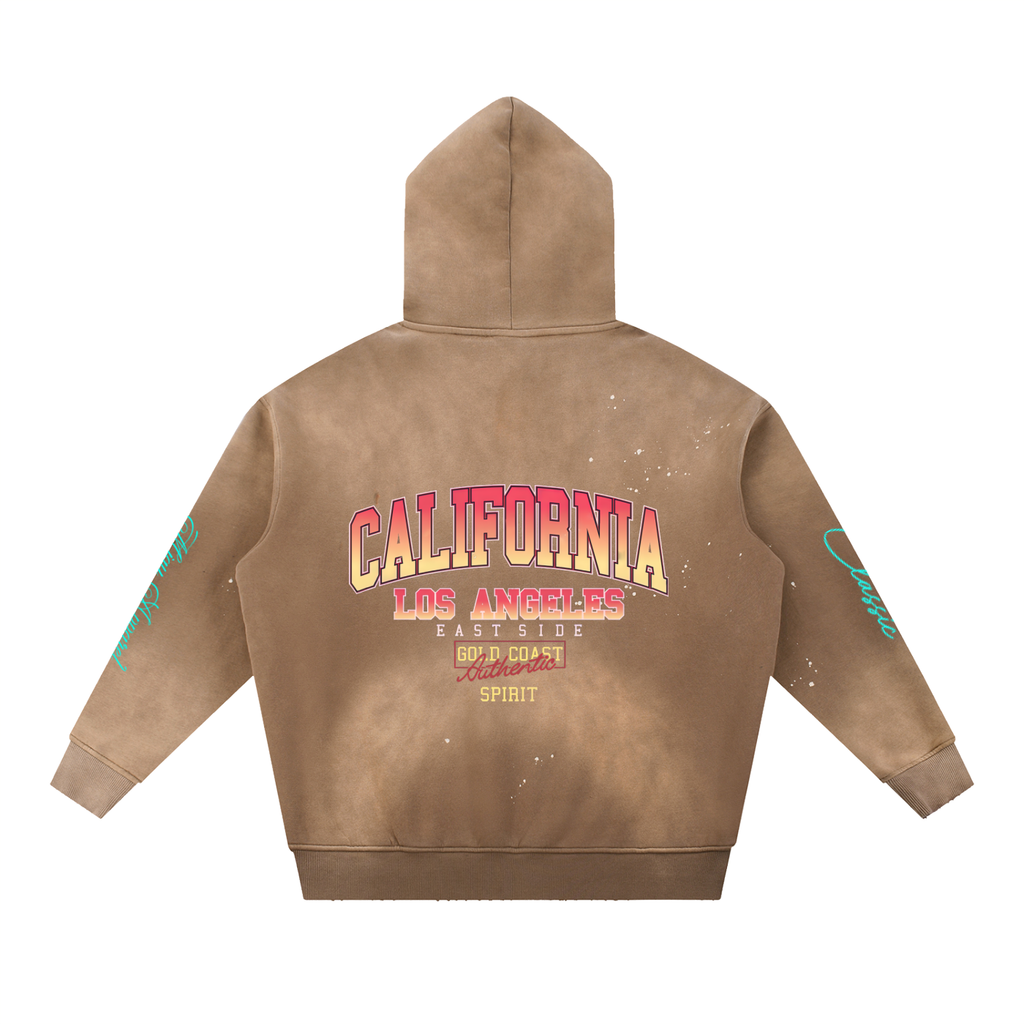 Vintage Washed Frayed Fleece Hoodie