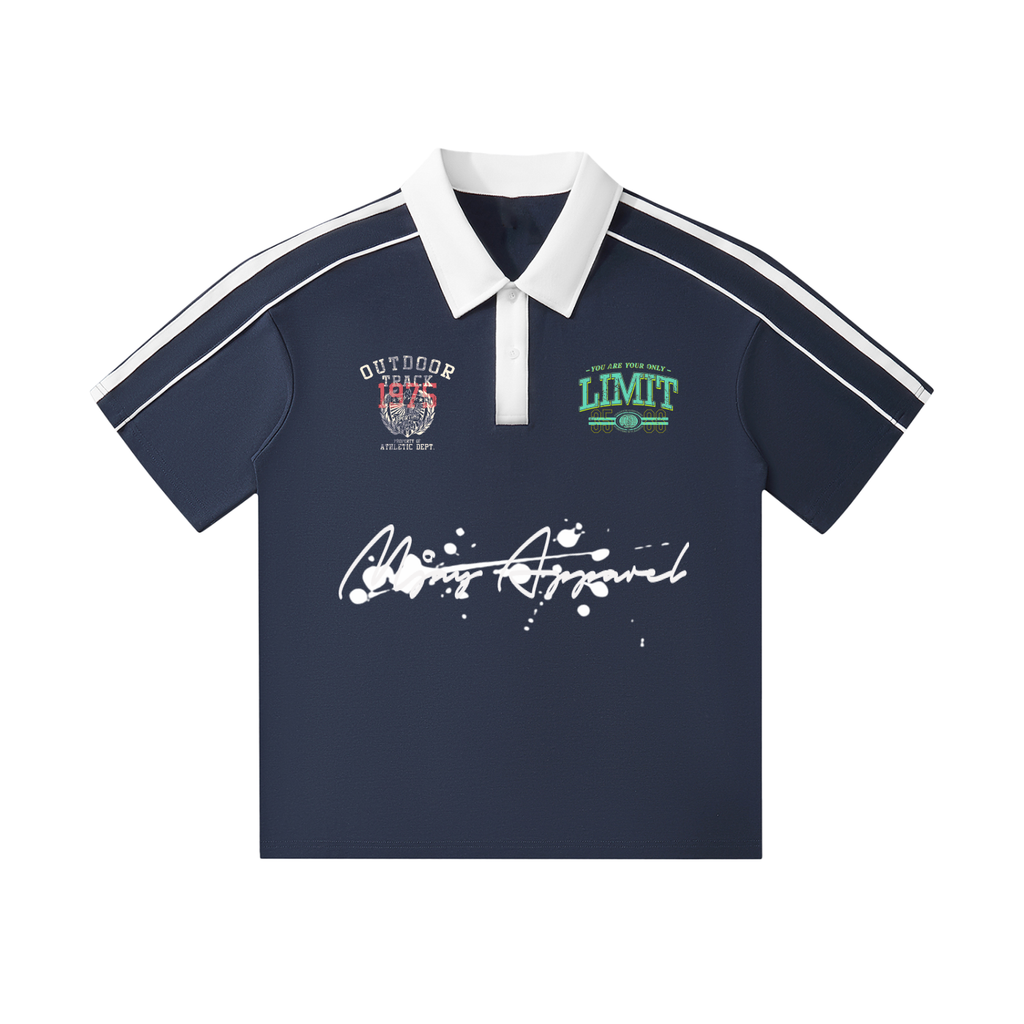 Contrast Collar Short-Sleeve Polo Shirt