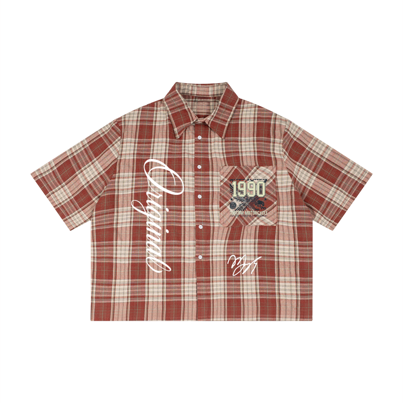 Unisex Plaid Boxy Short Sleeve Shirt