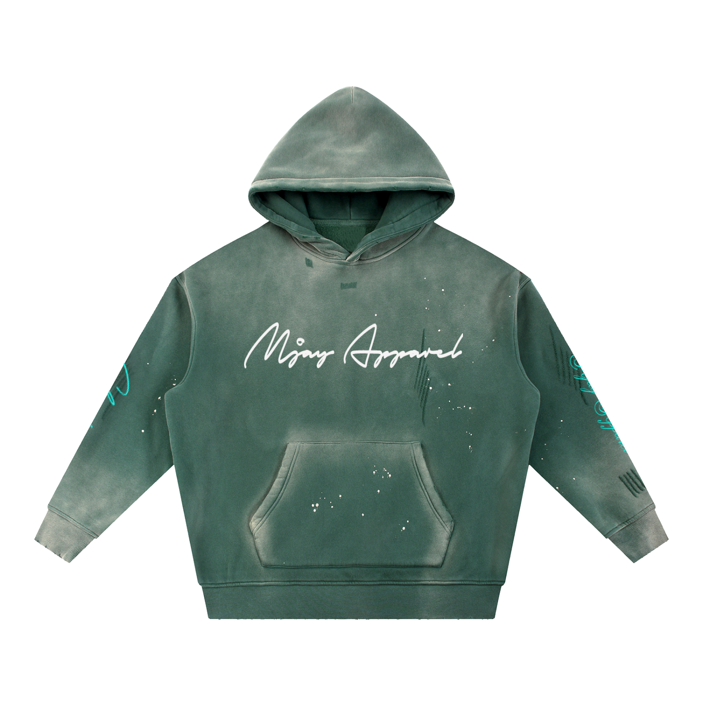 Vintage Washed Frayed Fleece Hoodie