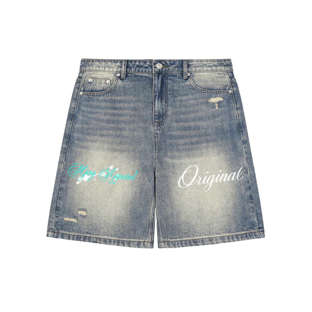 Faded Distressed Baggy Denim Shorts
