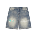 Faded Distressed Baggy Denim Shorts
